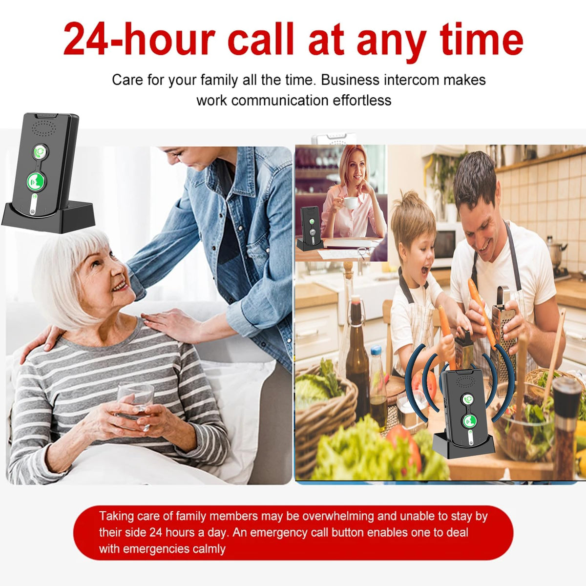 2 Way Wireless Intercom System for Home, 1/2 Mile, Full Duplex 2-Way Radio Hands Free, Rechargeable, 120H Standby,Volume Control - Room to Room, Elderly Care, Indoor Outdoor,Use for Business, Offices
