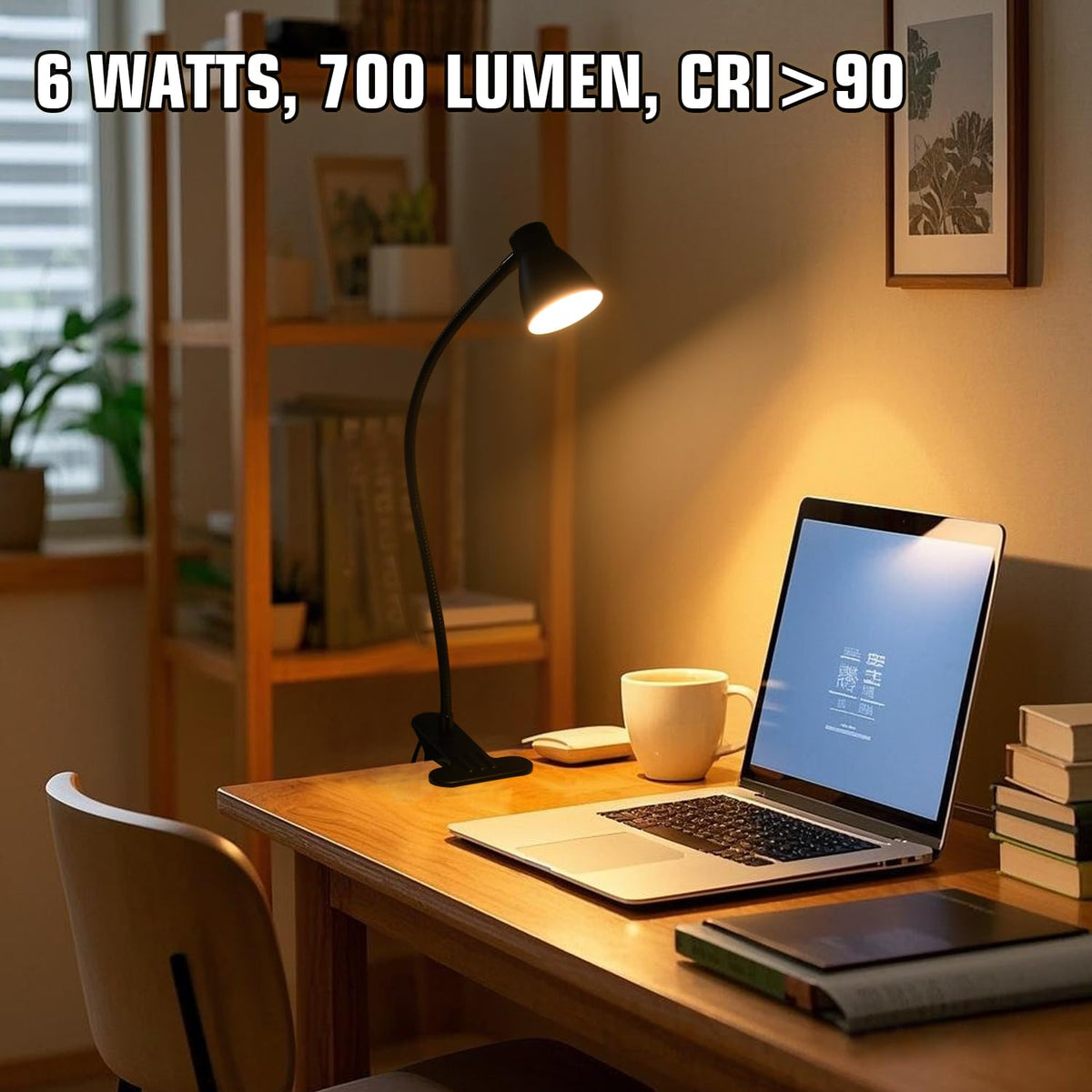 CeSunlight 2 Pack Clip Desk Lamp, Ultra-Flexible Gooseneck Clip Reading Lights, 3000K-6500K Adjustable Color Temperature & Brightness, 6W Eye-Care LED for Office, Study, Bedside(USB Adapter Included)