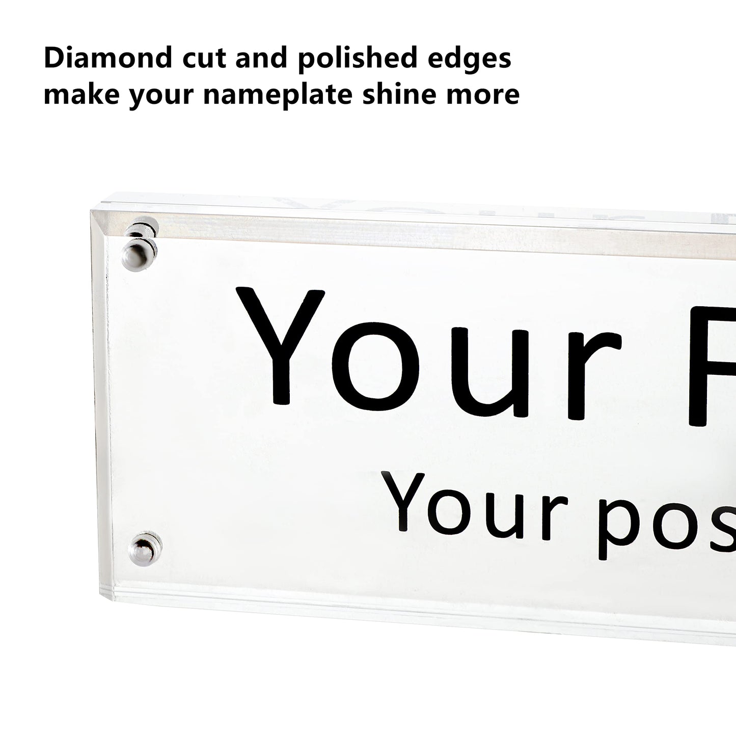 IEEK Acrylic Desk Name Plate, Clear Acrylic Block Nameplate Double Sided Holder, DIY Personalized Name, 2.5x10 Inch