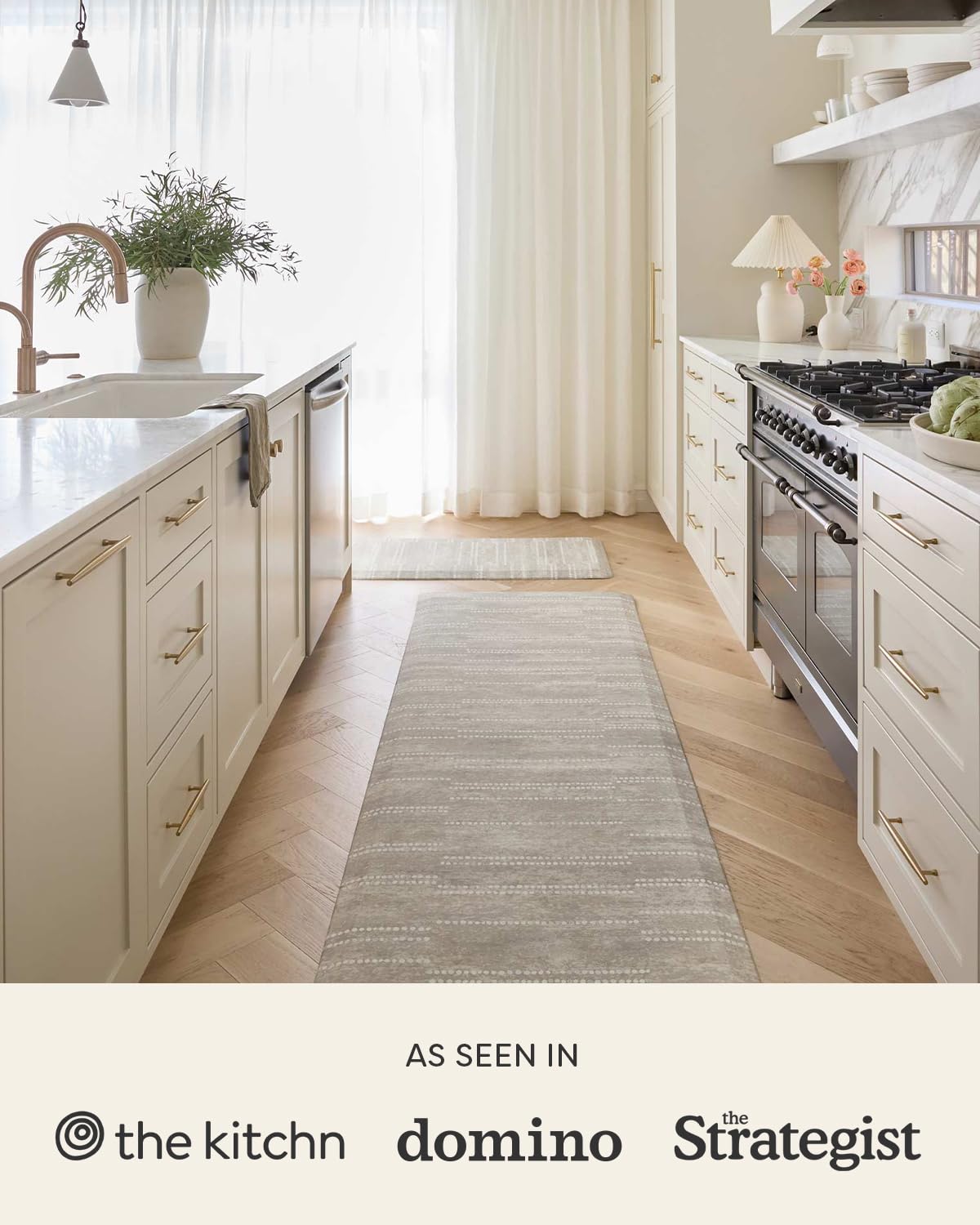 House of Noa Nama Standing Mat – Anti-Fatigue Kitchen Mats for Floor, Cushioned & Non-Slip Kitchen Comfort Mat for Standing, Thick Foam Anti-Fatigue Mat for Kitchen & Workspaces, Fawn Shea 22" x 54"