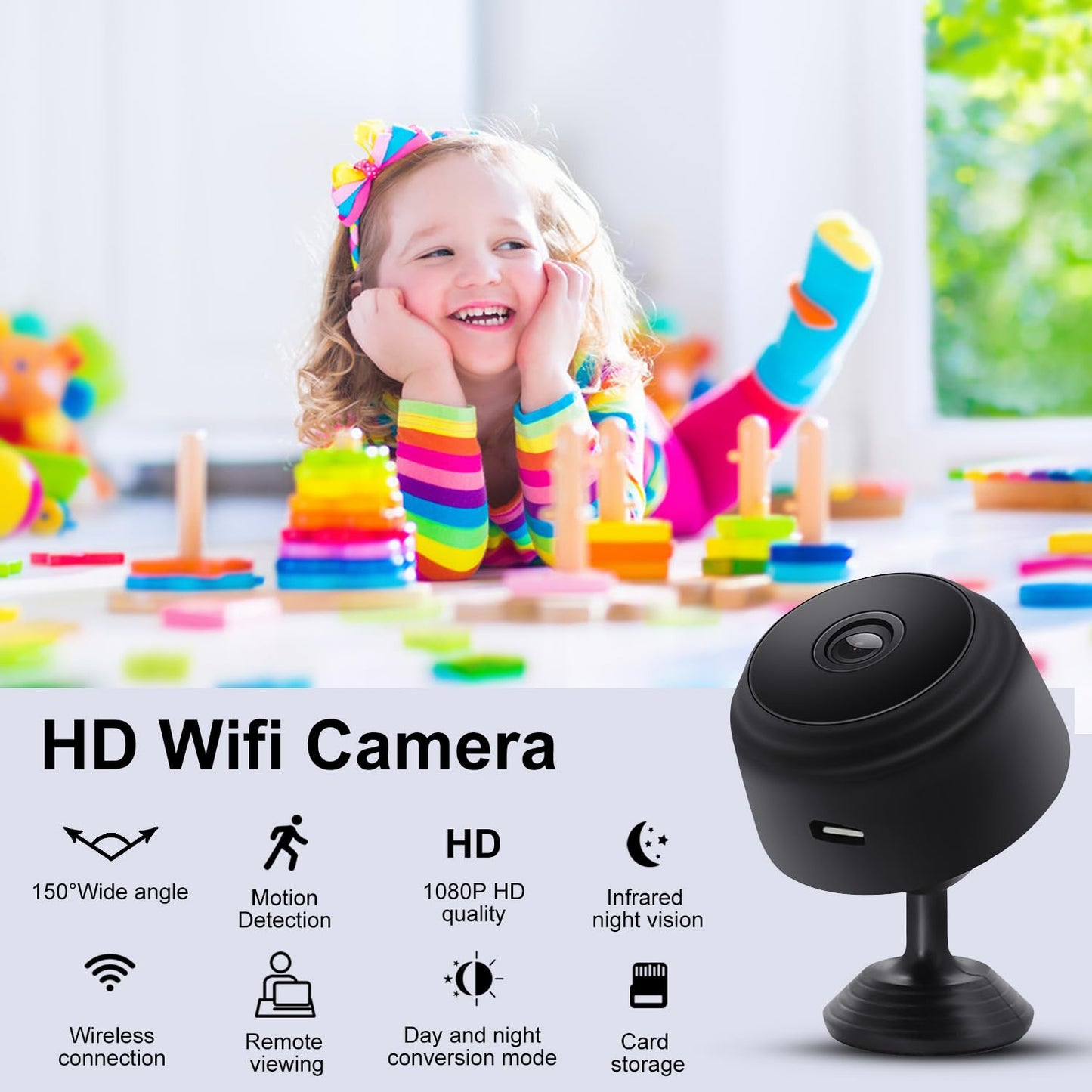 Smilephil Hidden Camera - Spy Cameras - Nanny Cam - WiFi Wireless Cam - 1080P HD Small Camera with Motion Detection and Night Vision，Security Cameras for Home/Office/Baby Monitoring-A9