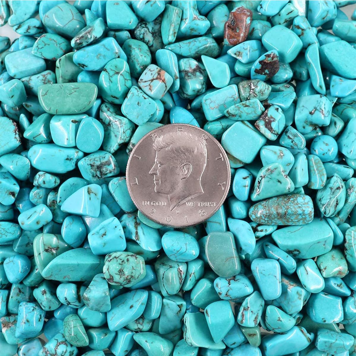 WAYBER 1 Lb/460g Green Turquoise Decorative Stones Irregular Aquarium Pebbles Crystal Rocks Quartz Gravels for Fish Turtle Tank/Succulent Plants/Air Plants Decoration (Fill 1 Cup)