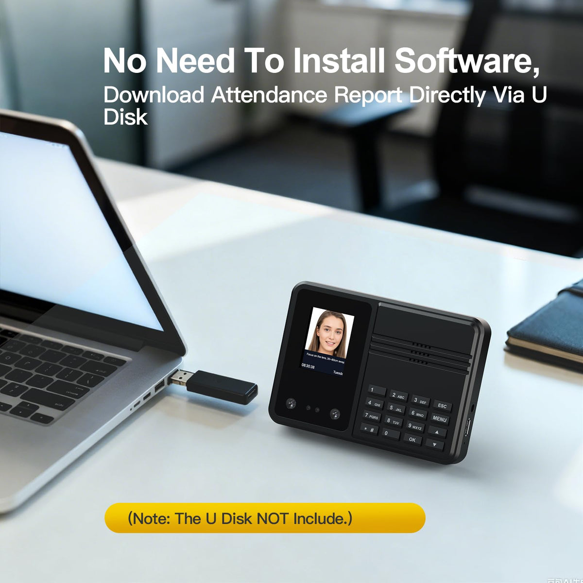 BISOFICE Time Clock Attendance Face Recognition with Password Palm Print Facial for Employees Access Control Machine Support Multi-Language System USB Port Data Management Device
