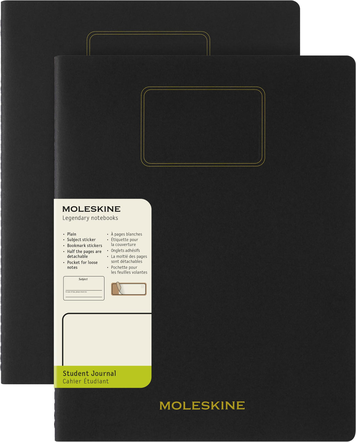 Moleskine Student Cahier Journal, Soft Cover, Plain/Blank, XXL (8.5" x 11"), Black, 120 Pages, Set of 2