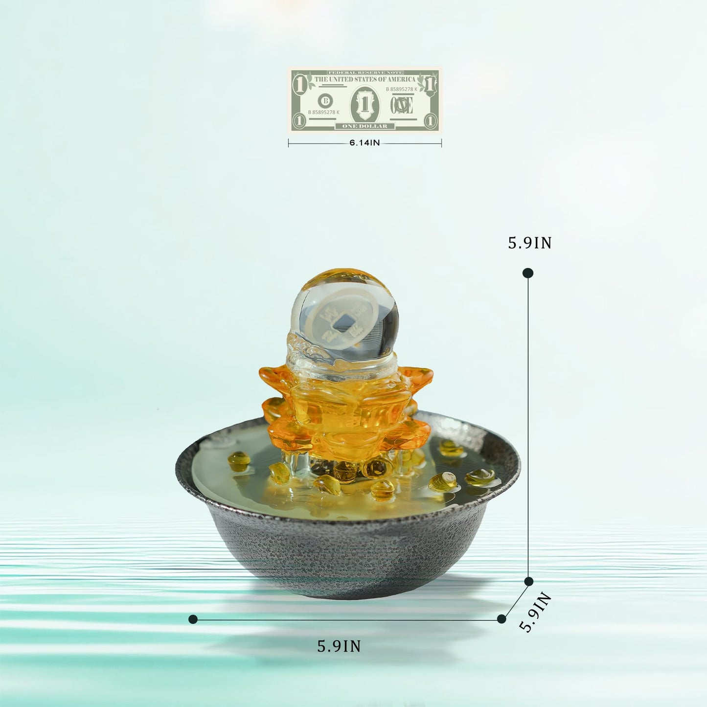 Tabletop Fountain, Waterfall Fountain Indoor, Treasures Shape Fountain Decor, Zen Relaxation Table Fountain,Glass Desktop Fountain for Living Study Room, Tea Room, Office, Yoga Room, Beauty Club