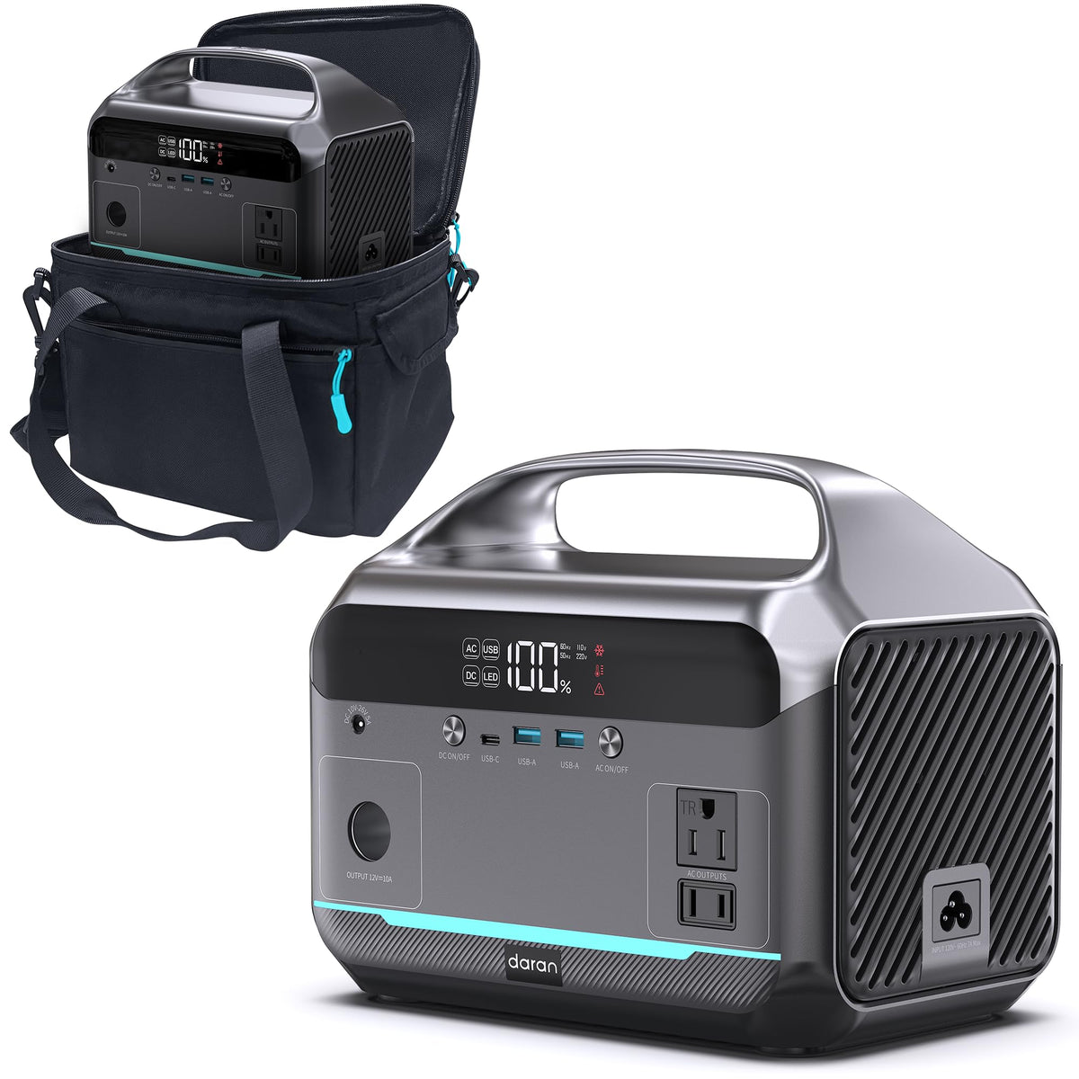 DARAN Portable Power Station, 288Wh LiFePO4 Battery, 350W (600W Peak) Power Bank with AC Outlet, Mini Solar Generator 7-Port Design, 2.1Hrs Fast Charing for Emergency, Hurricane (Solar Optional)