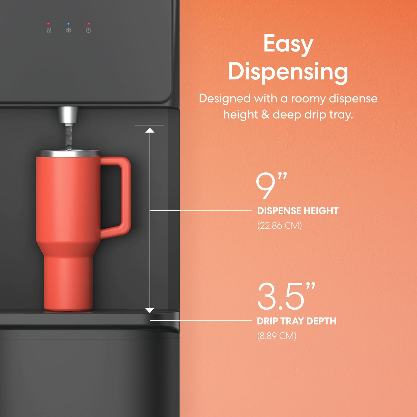 Brio 130 Series Top-Load Water Cooler Dispenser for 3- and 5-Gallon Bottles, Hot & Cold, Spill-Free Loading, Child Safety Lock, Energy Star 3.0, Black