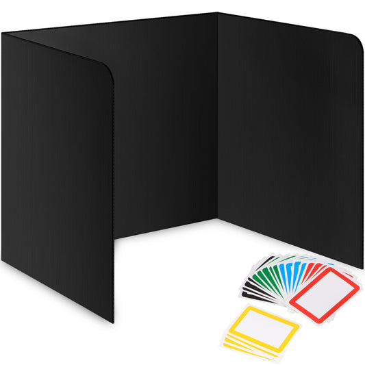 22-Pack Desk Dividers for Students - Durable & Waterproof Plastic Study Carrel Divider, Classroom Folders Teacher Supplies, Easy-to-Clean Plastic Privacy Shield Folder Boards for Student Desks, Black