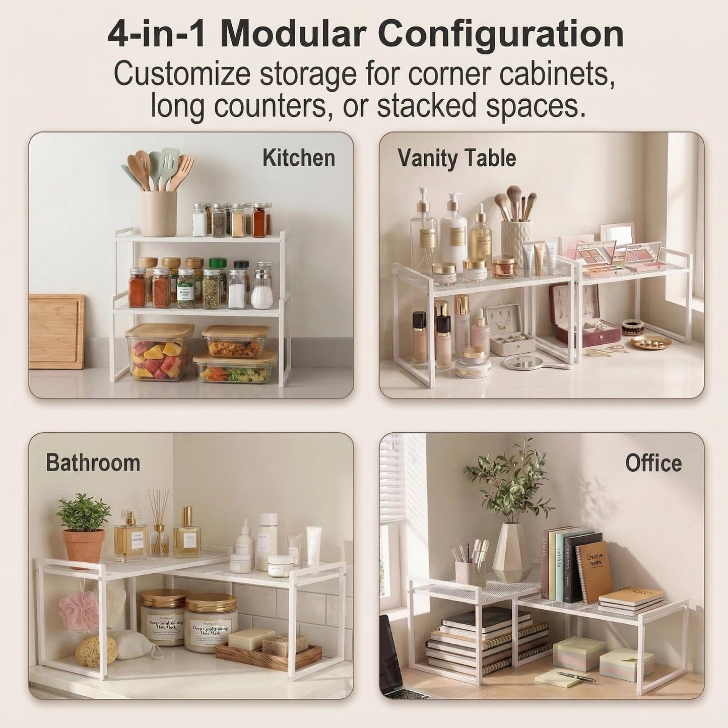 BlisXybion Set of 2 Cabinet Organizers 12.6''W 44 LBS Load Capacity Heavy Duty Kitchen Pantry Shelves Counter Countertop Storage Racks