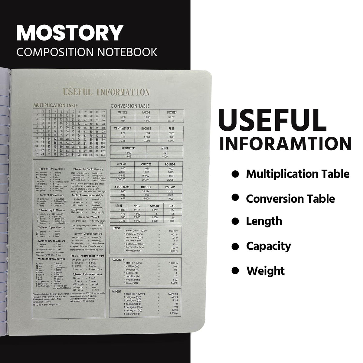 MOSTORY Pack of 10 Composition Notebook - Wide Ruled 200 Pages (100 Sheets), Size 7.5" x 9.75", Bulk School Supplies, Office, Bulk Notebooks for School, Writing Journal Notebook with Lined Paper