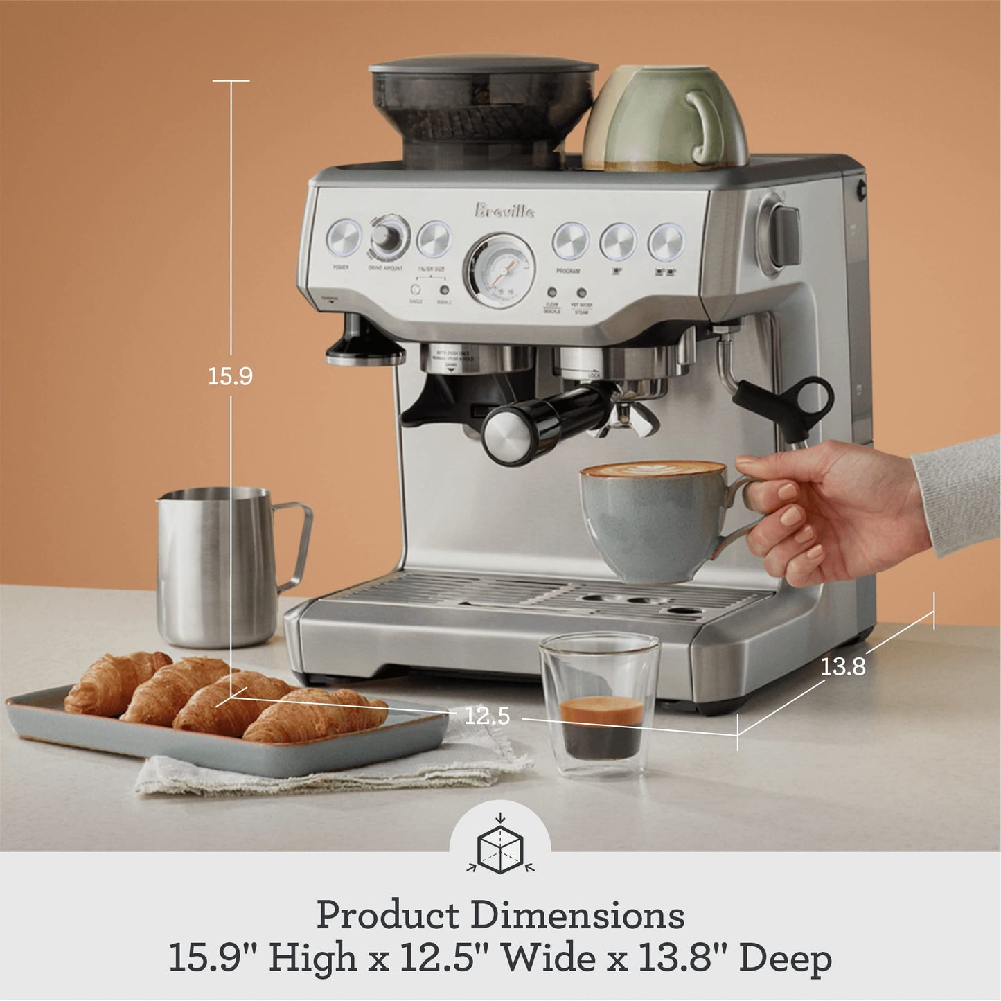 Breville Barista Express Espresso Machine BES870XL, Brushed Stainless Steel