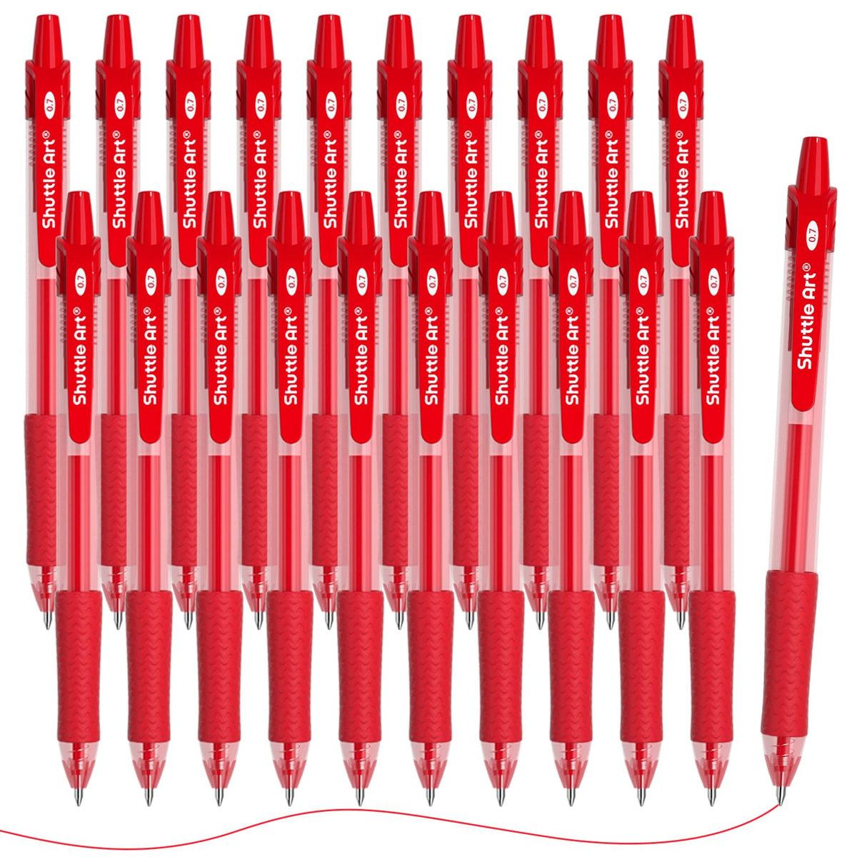 Shuttle Art Red Gel Pens, 20 Pack Retractable 0.7mm Medium Point Rollerball Red Ink Pens Smooth Writing with Comfortable Grip for Writing Journaling Taking Notes Office School Home