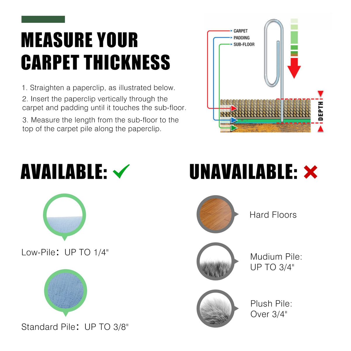 Office Chair Mat for Carpet, tixpol 46" x 60" Chair Mat for Carpeted Floors, Non-Slip Carpet Protector Floor Mat with Grips, Heavy-Duty Rolling Under Desk Mat for Home Office and Gaming (Clear)