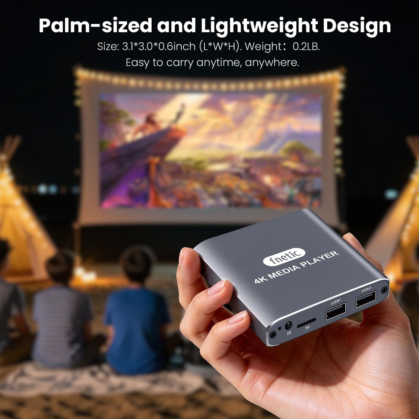 4K HD Digital Media Player, TV MP4 Video Player for USB Drive/Micro SD Card, Digital Signage, Auto Playback, H.265/HEVC, Optical/HDMI/AV Output, Grey