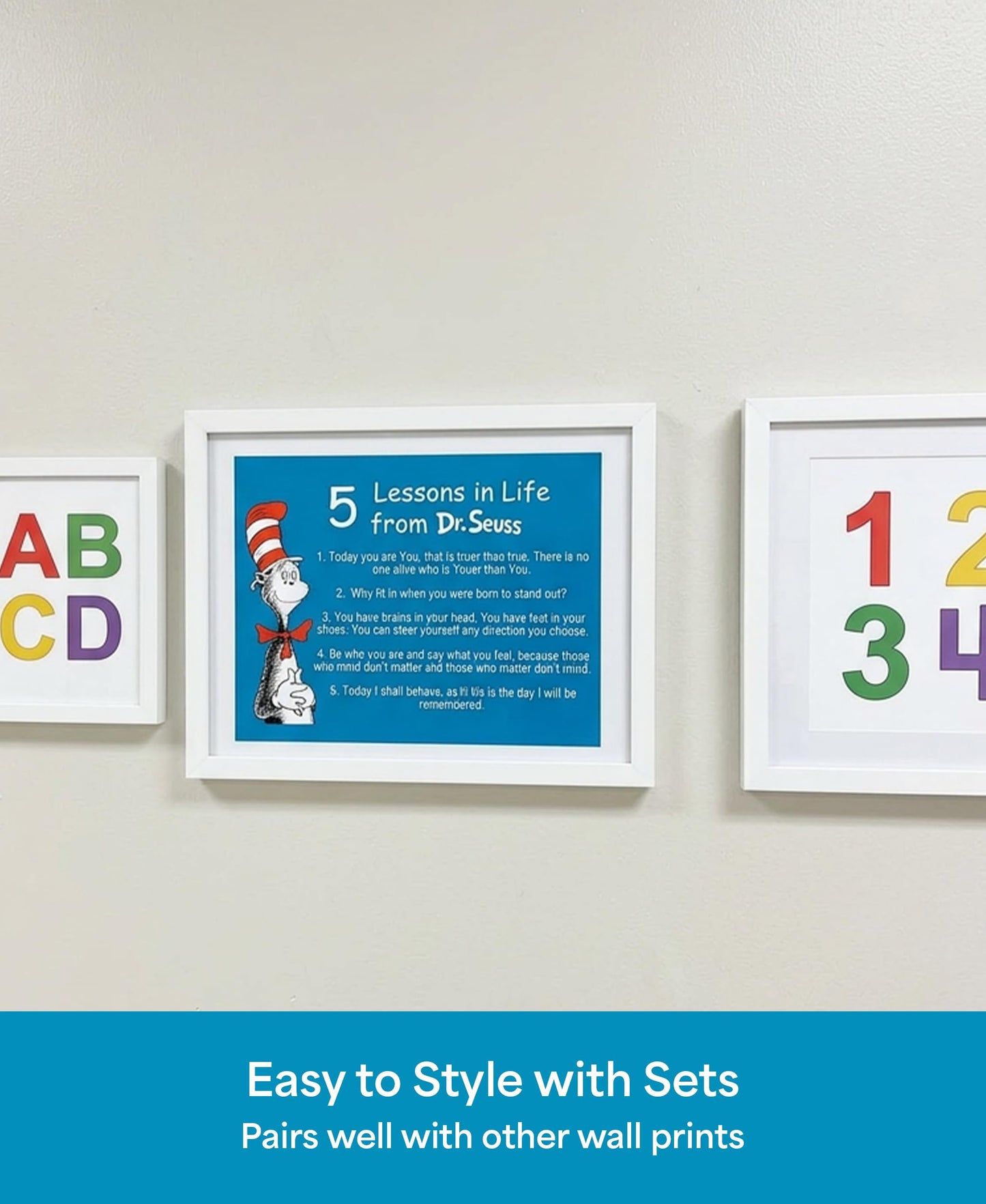 Whimsical Reading Quote Wall Art, 5 Motivational Life Lessons for Kids, Unframed 8x10 Poster for Classroom Decor, Playroom, Nursery, and Pediatric Office, Heavyweight Matte Cardstock