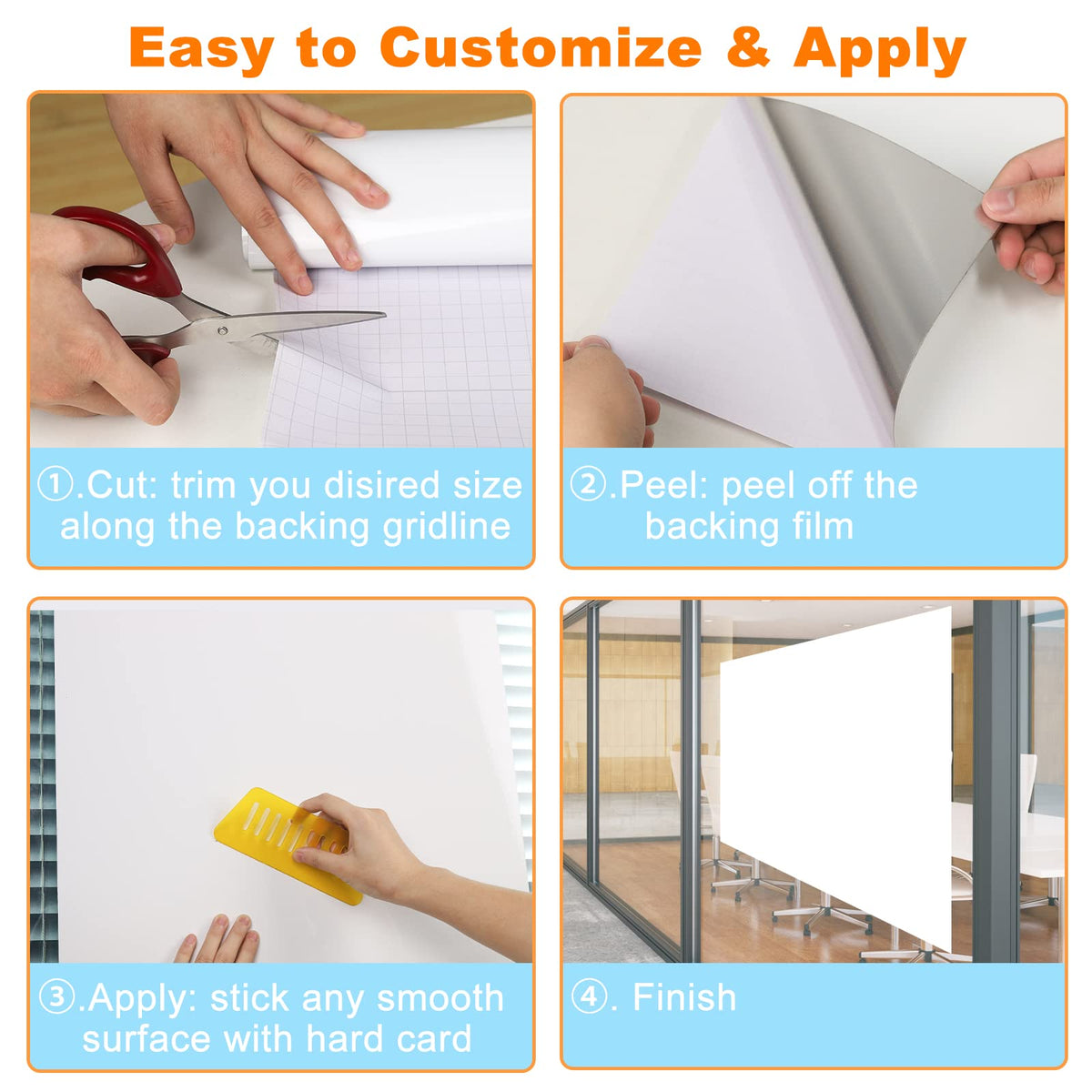Nortix White Board Paper for Wall, Whiteboard Contact Paper, Dry Erase Peel and Stick Wallpaper Stain-Proof Dry Erase Wall Decal, 1 Piece (4x6ft)