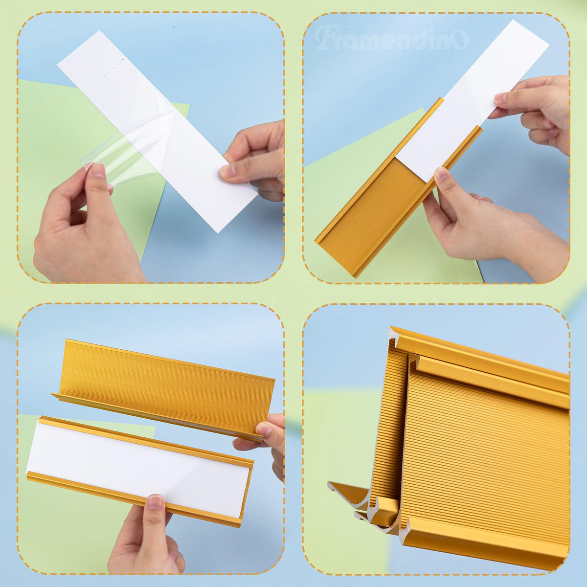 Framendino, 3 Pack Sublimation Metal Office Nameplates Blanks for Desk Plates Aluminum Gold Name Plate Holder for Business