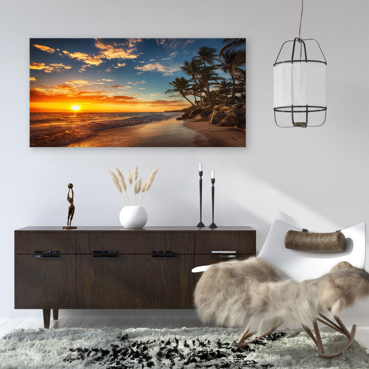 DZL Art S74798 Canvas Painting Print Paradise Tropical Island Beach with Palms Photograph Print Nature Pictures Wall Art Canvas Prints Painting for Living Room Bedroom Decor Office Wall Decor