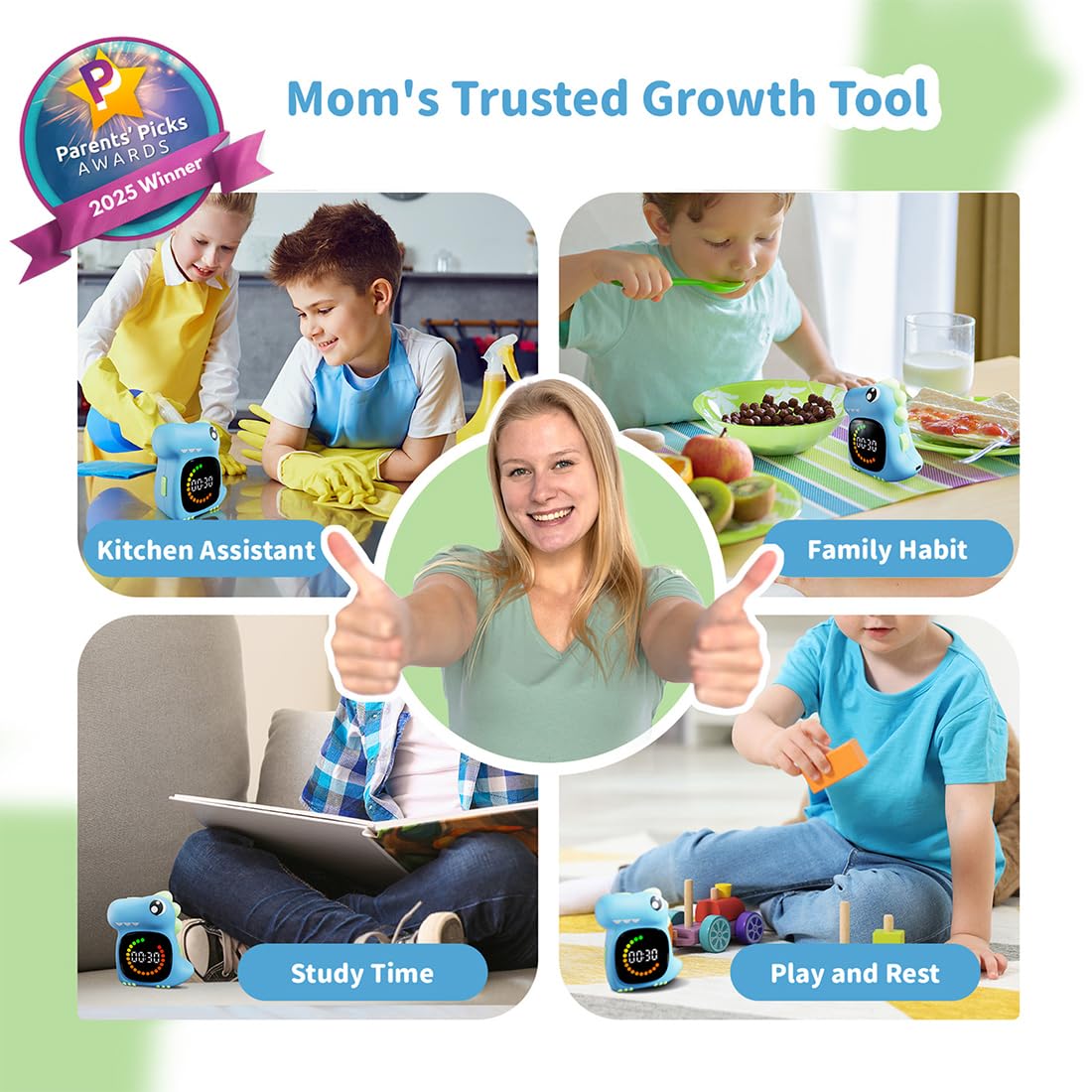 Visual Timer for Kids Light Blue Dinasuor Kids Timer Visual Led Rechargeable Toddler Timer Visual Countdown for Classroom Home Studing Playing