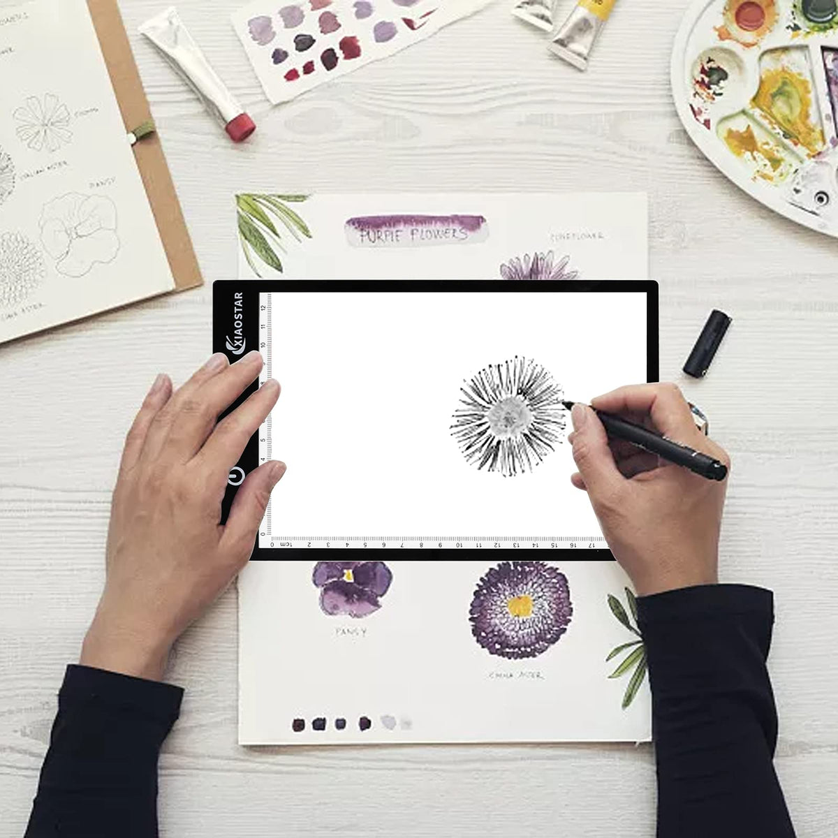 XIAOSTAR Light Box Drawing Pad A5, Tracing Board with Micro USB Cord Charge Cable and Brightness Adjustable for Artists, AnimationDrawing, Sketching, Animation, X-ray Viewing (A5) Not Rechargeable