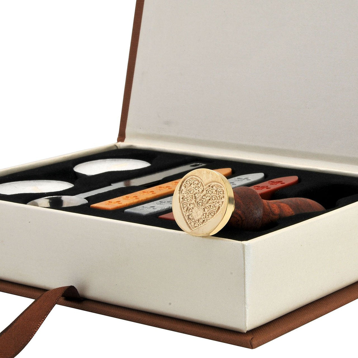 Yoption Wax Seal Stamp Kit, The Heart Sealing Stamp with Gold Red Silver Sealing Wax Sticks Gift Box Set for Invitations, Cards, Letters, Gift Idea