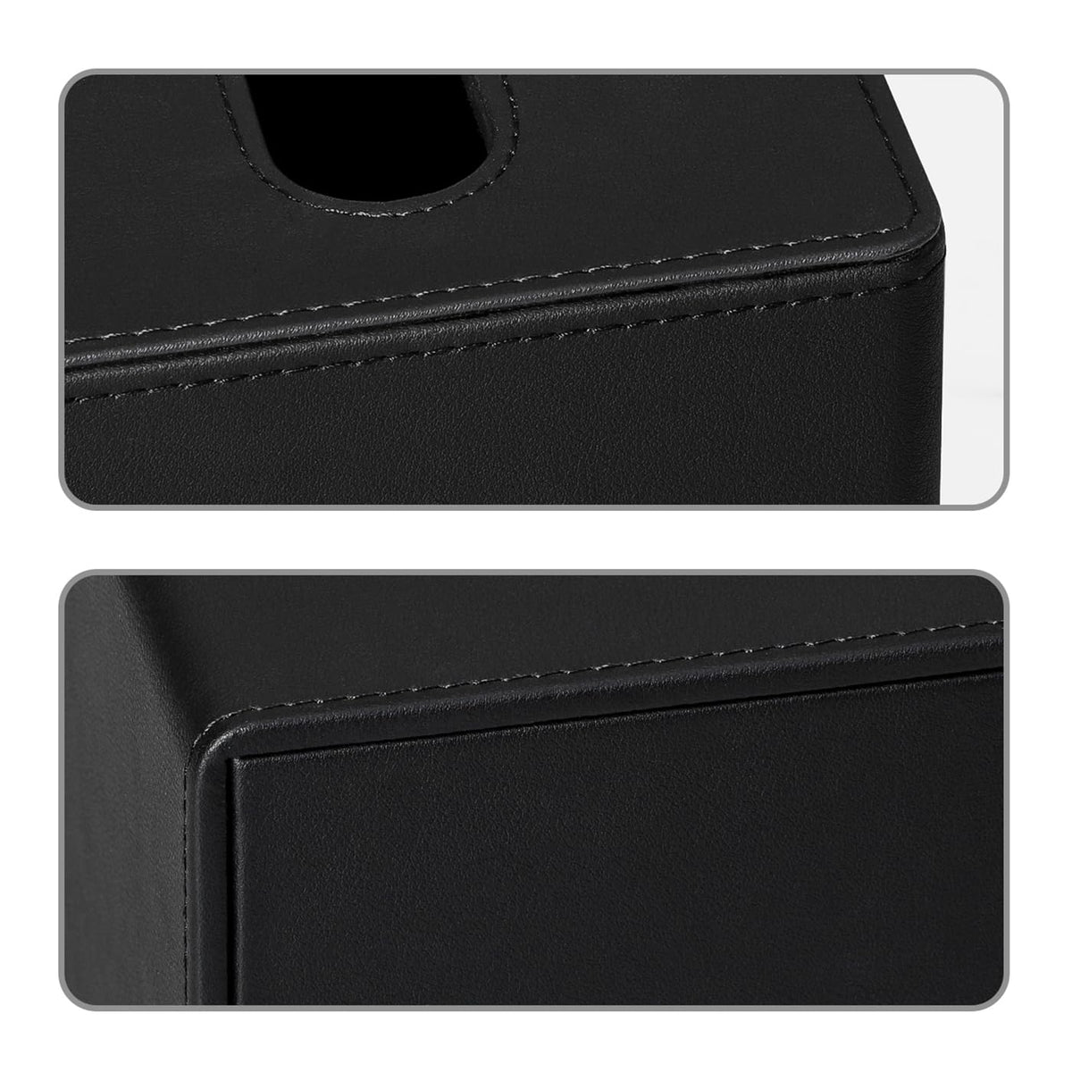 MEIBOOCH PU Leather Tissue Box Cover Square Tissue Box Holder with Magnetic Closure (Black)