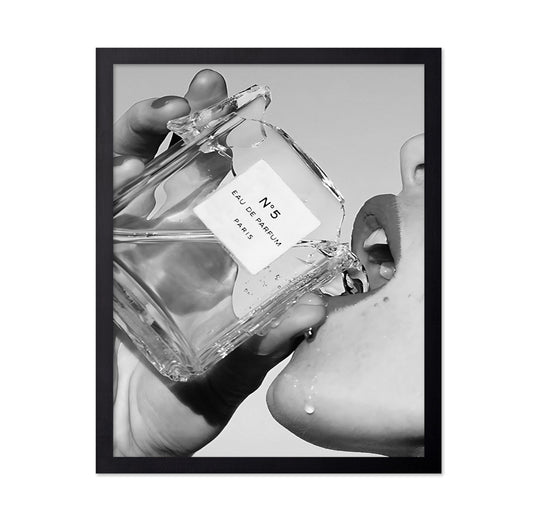 Poster Master Drinking Perfume Print - Fashion Poster - Black and White Art - Luxury Brand Wall Design - Girly Photography Art - Great Girl's Room or Office Decor - 8x10 UNFRAMED Wall Art