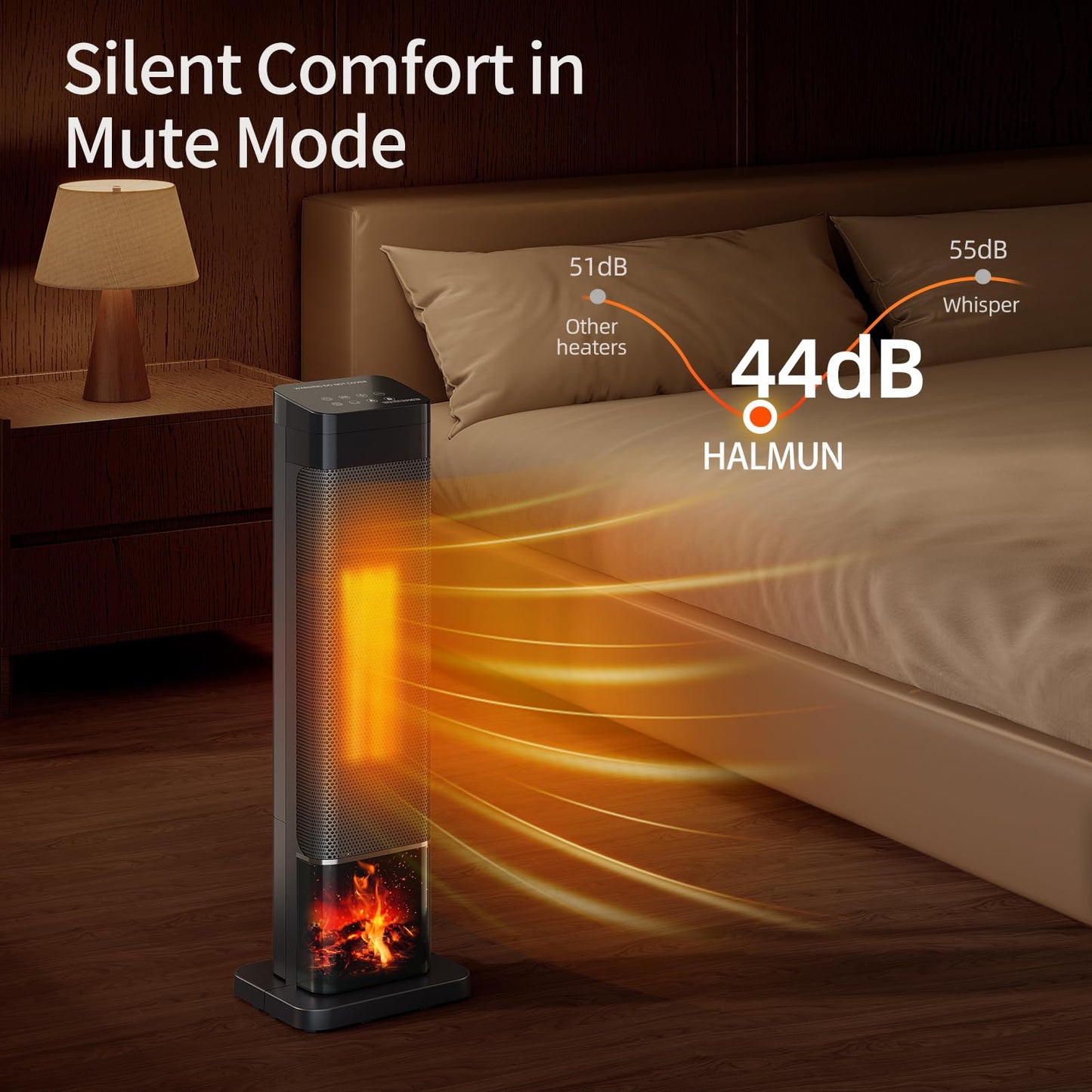 HALMUN Space Heater, 1500W PTC Ceramic Heaters for Indoor Use with Remote, 24H Timer, Oscillation, Tip-Over and Overheat Protection, Fast Safety Heat for Home Office- Upgraded