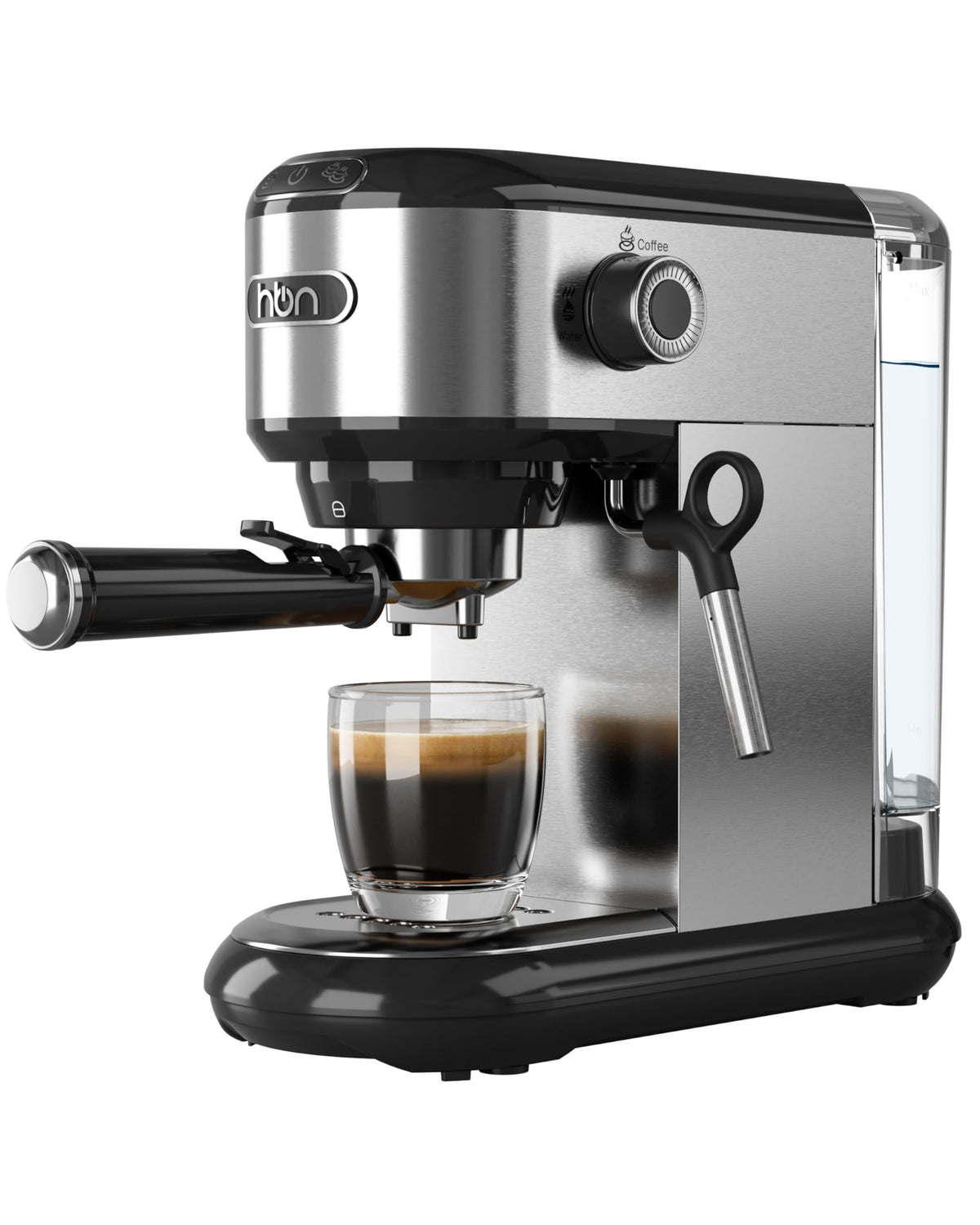 HBN 20 Bar Espresso Machine with Milk Frother, Compact Espresso Maker for Ground Coffee, Stainless Steel Coffee Machine with Steam Wand & 34oz Removable Water Tank, 1450W for Home & Office