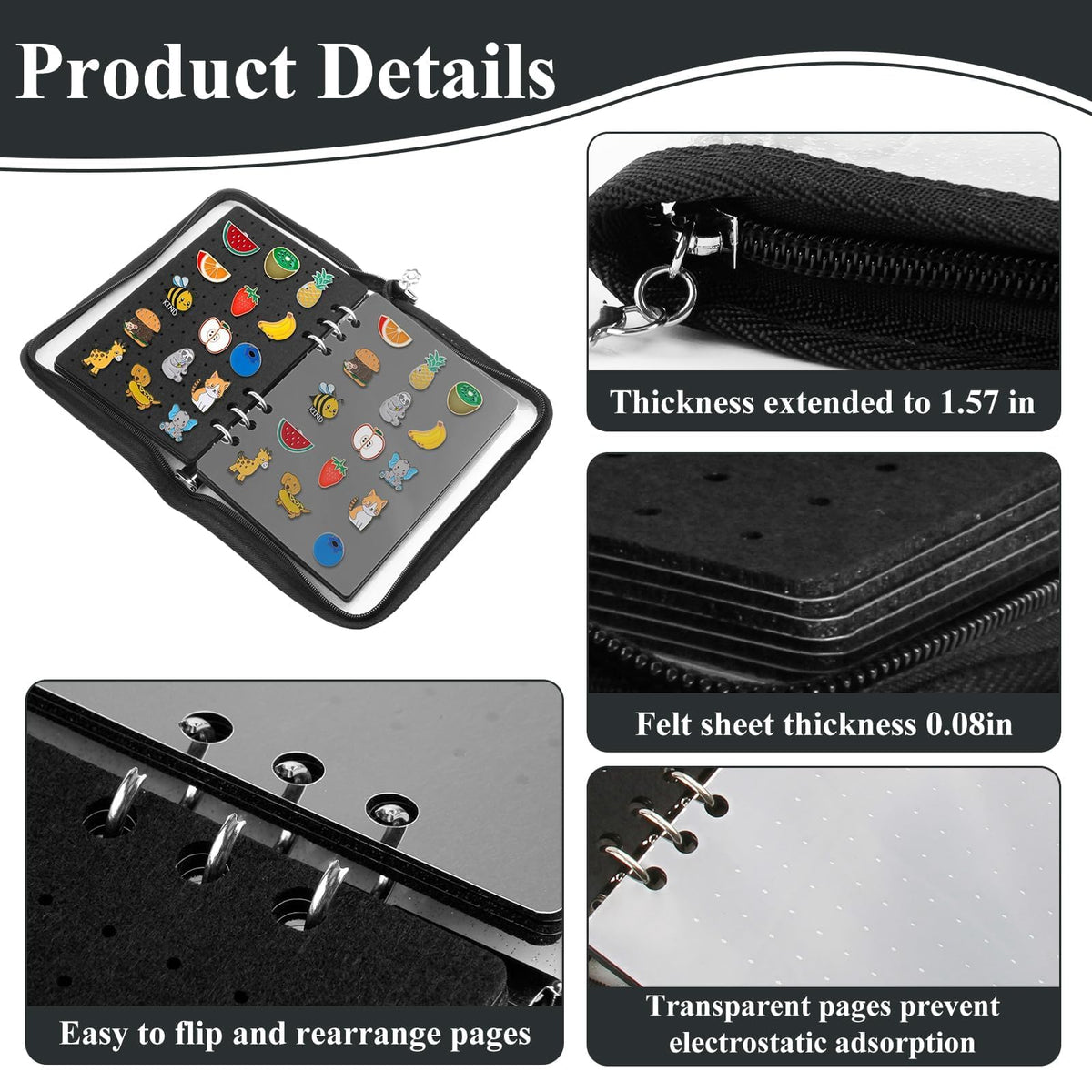 Enamel Pin Display Book,Trading Pins Holder with 6-Page Display Boards A5 Brooch Mini Board Collection,Pin Storage Bag Binder Organizer Case,for Badge Books Collector Small Travel Box(Black)