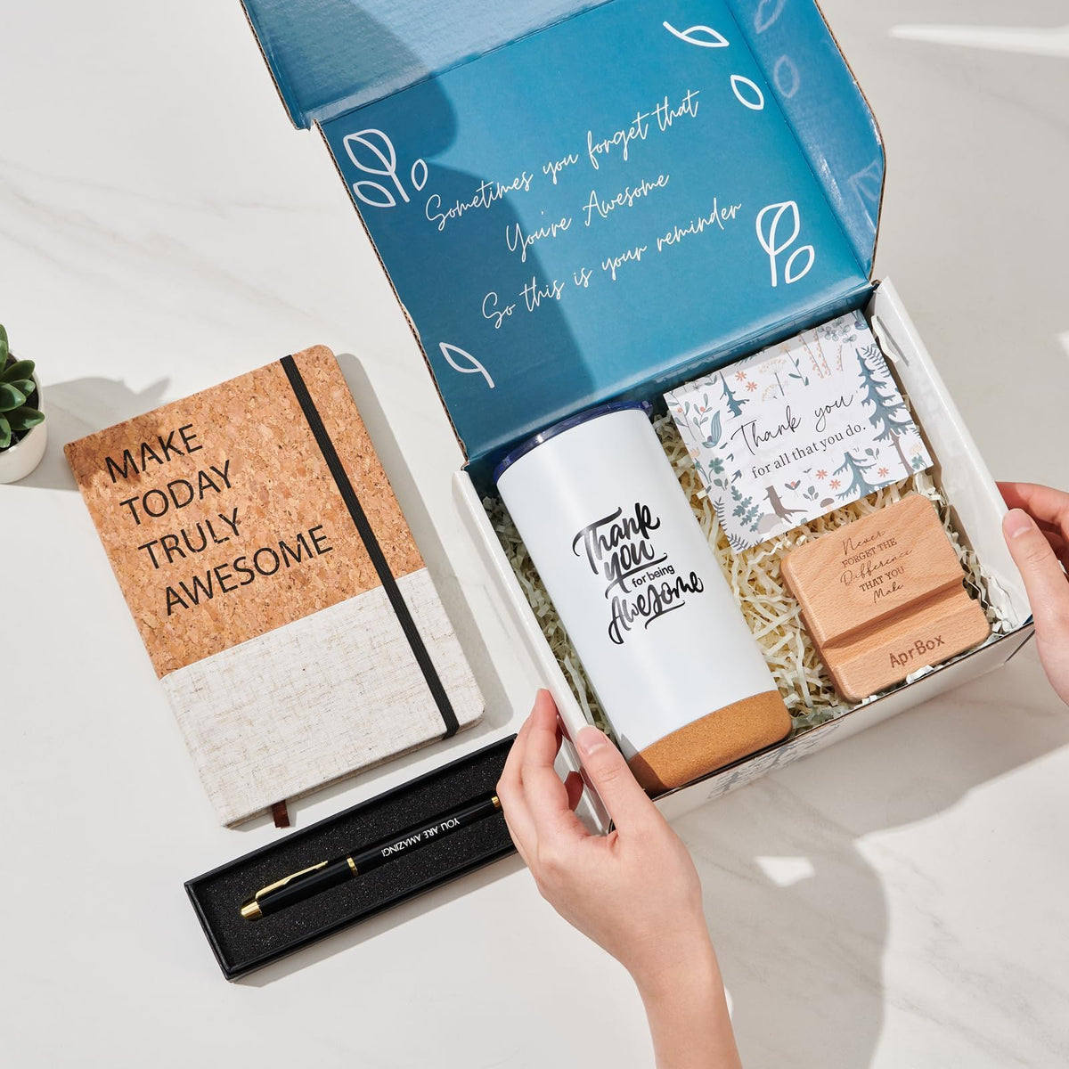 APRBOX Teacher Appreciation Gifts in Bulk Thank You Gift for Women with Thank You Cards for Men Employee Principal Appreciation Gifts Baskets for Coworkers Social Secretary Gifts Going Away