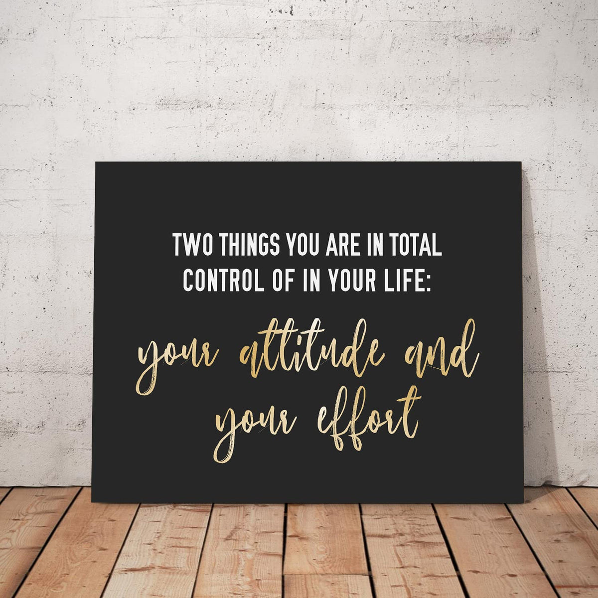 WOWGOOMO Entrepreneur Motivational Canvas Wall Art Inspirational Quotes Wall Art Control Your Attitude and Effert Canvas Print Framed for Home Office Workplace Classroom Bedroom Wall Decor 12"x16"