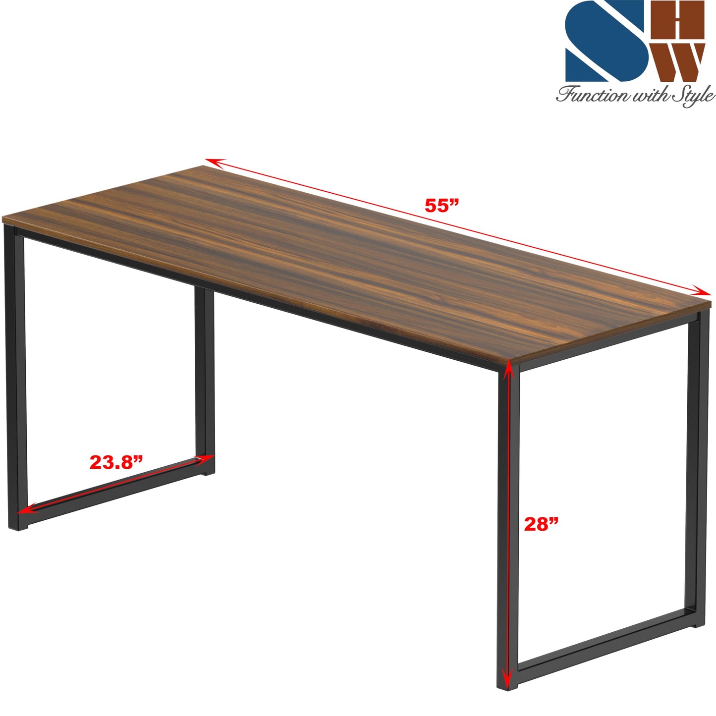 SHW Mission 55-Inch Home Office Computer Desk, Walnut