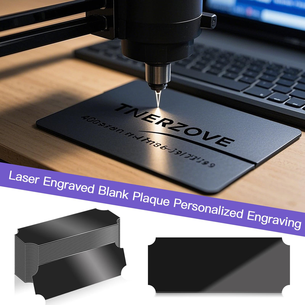 30 Pcs Name Plates Laser Engraved Plaques Personalized Engraved Laser Engraving Blanks Name Plate for Desk Custom Name Tag Badge Frame Metal Plate with Adhesive Backing for DIY (1 x 2.5" Black)