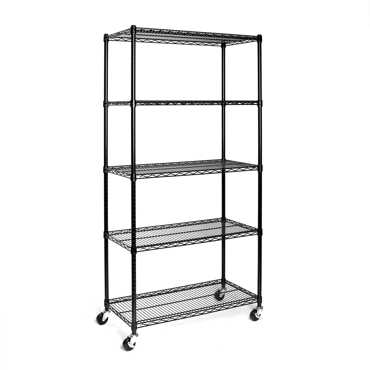 Seville Classics UltraDurable Heavy Duty NSF Solid Steel Wire Rack Storage Unit, Organizer for Garage, Warehouse, Office, Restaurant, Classroom, Kitchen, Black, 5-Tier Shelving, 36" W x 18" D