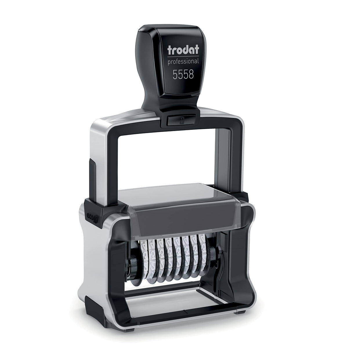Trodat 5558 Professional Manual Numberer Stamp – 8 Digits, Self-Inking, 3/16" (5 mm) Characters, Black Ink