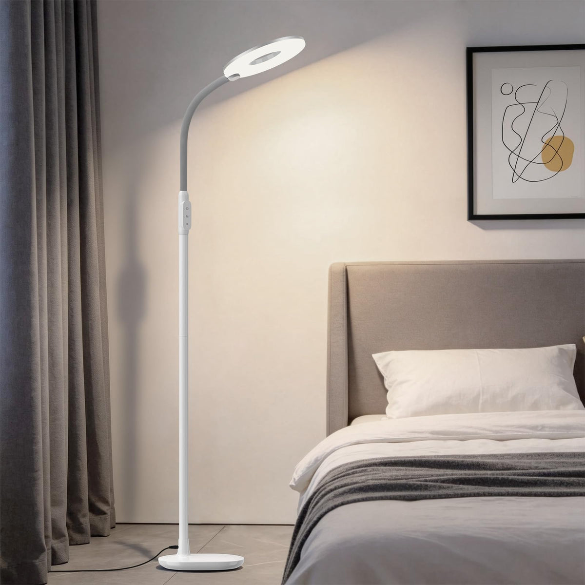 GyroVu 70" Bright LED Floor Lamp for Living Room, Dimmable Standing Tall Lamps with Color Temperature Adjustable, Touch Control Gooseneck Reading Light for Bedroom Office