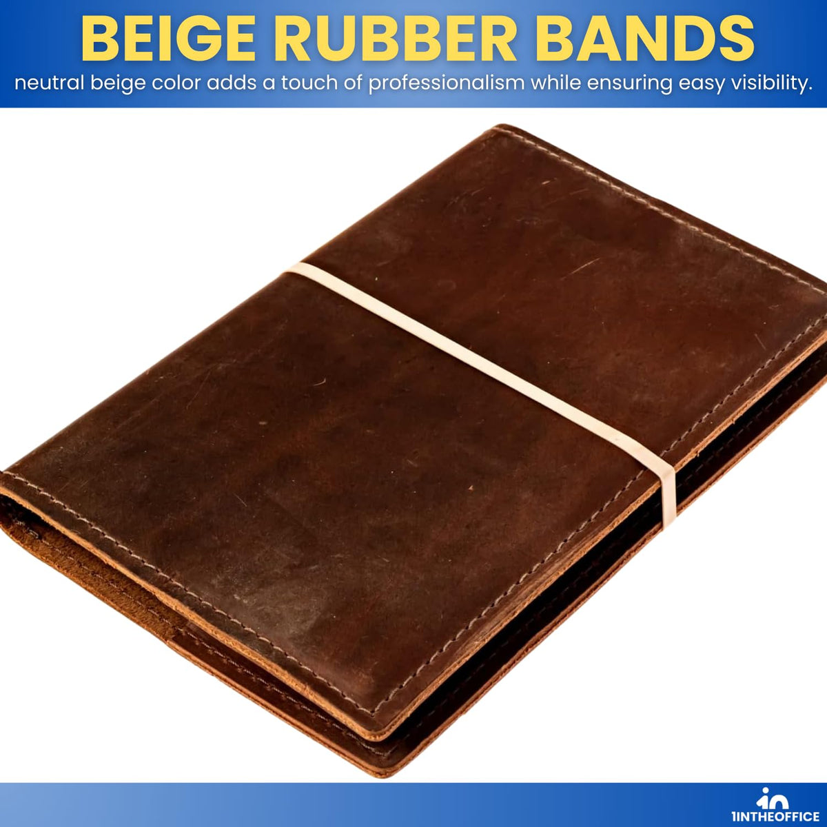 1InTheOffice Thick Heavy Duty Rubber Bands, Beige, Size 64, 380 Pack
