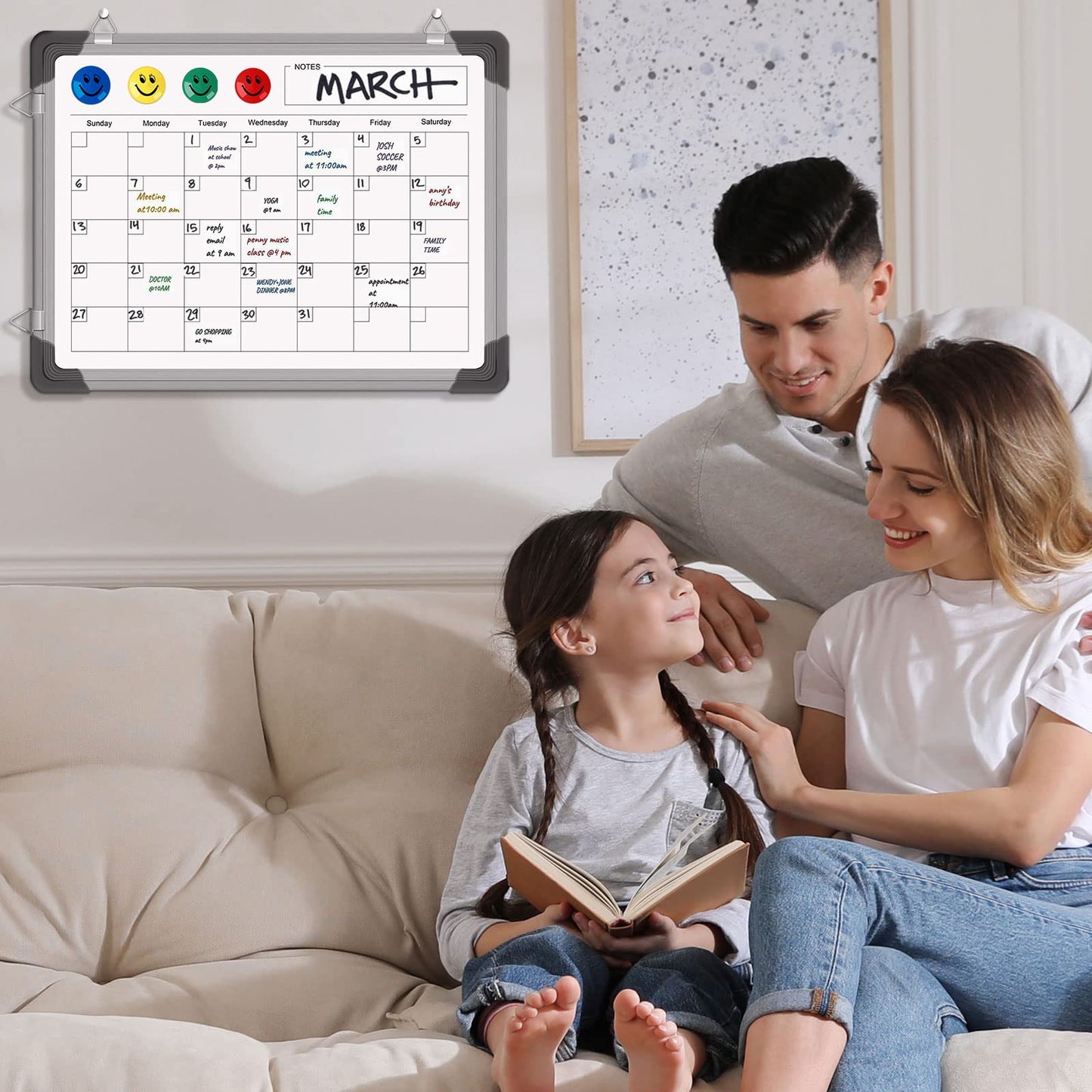 Dry Erase Calendar Whiteboard for Wall, Polegas 16" X 12" Magnetic White Board, Small Wall Monthly Double Sided Schedule Boards Student, Home, Office, Planning, Reminder, Task, List, Memo (White)