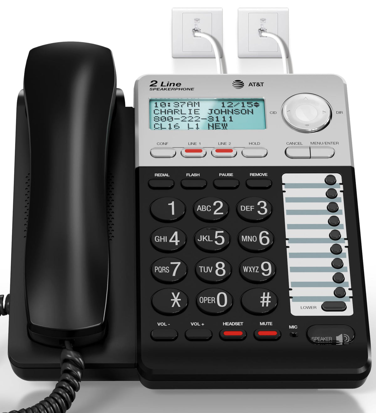 AT&T ML17929 2-Line Corded Speakerphone with Caller ID/Call Waiting, Black - Built-in Speakerphone, 3-Way Conferencing, Headset Compatible