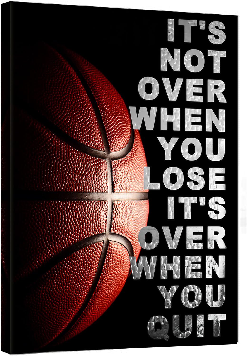 Basketball Inspirational Wall Art Entrepreneur Quotes Its Not Over When You Lose Canvas Posters -Motivational Sport Canvas Print Frame Picture Painting for Office Kids Boys Bedroom-32"x24"