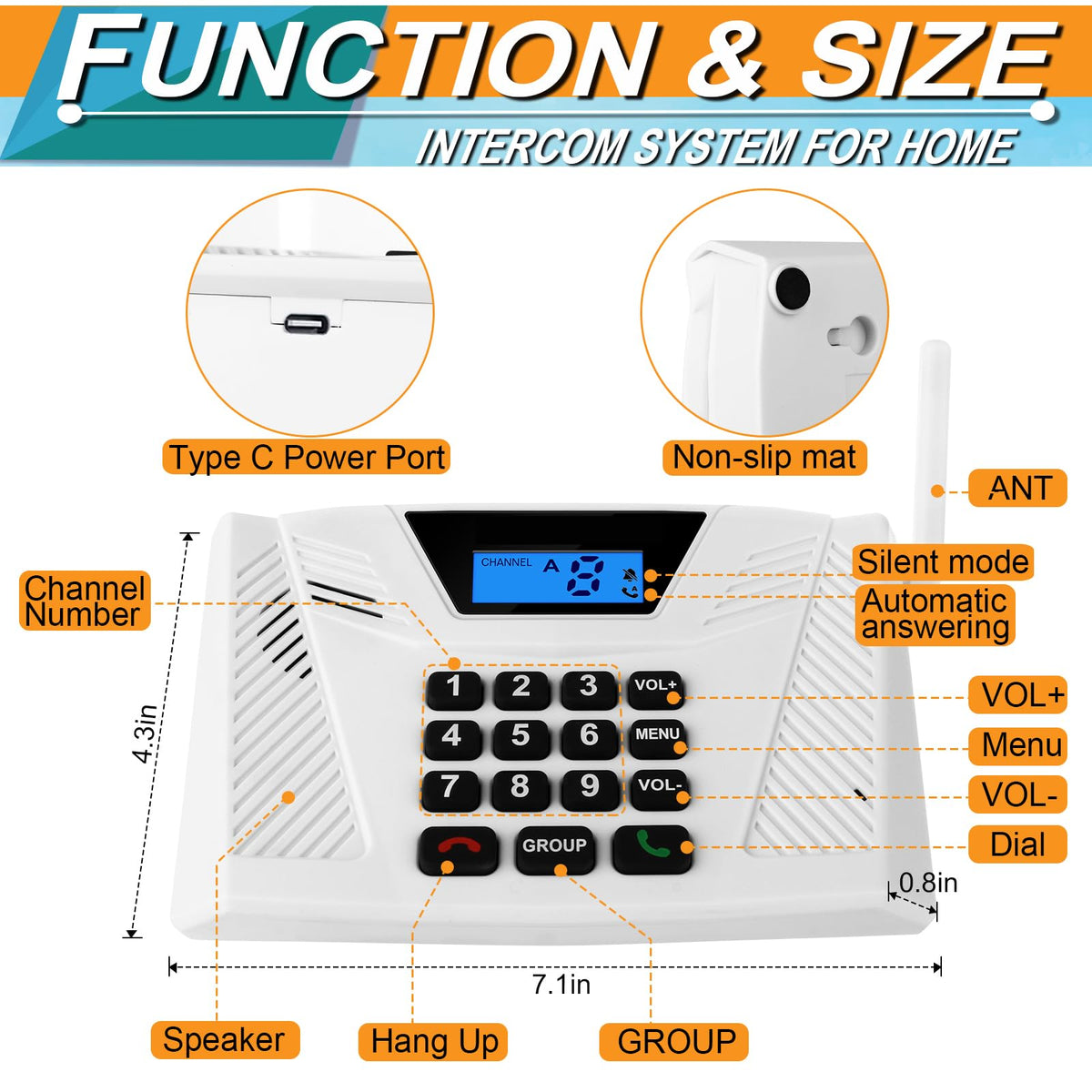 SANZUCO Intercoms Wireless for Home Hands Free, 2024 Upgraded Intercom 5300ft with Automatic Answer, 9 Channel Full Duplex Home Intercom System Fit for Hospital Business House(6 Packs White) ﻿