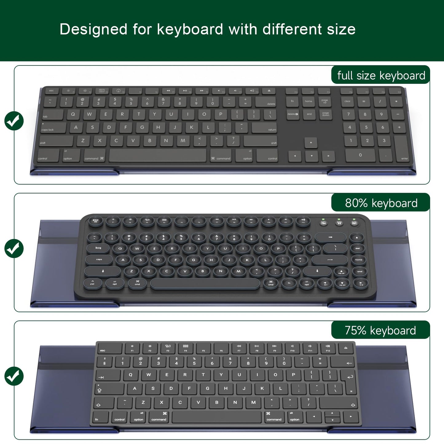 BOSSCASA Computer Keyboard Stand Holder - Ergonomic Acrylic Keyboard Stand for Desktop Comfortable Keyboard Tray Riser with Silicone Anti-Slip Strip for Home School Office Desk Accessory, Black