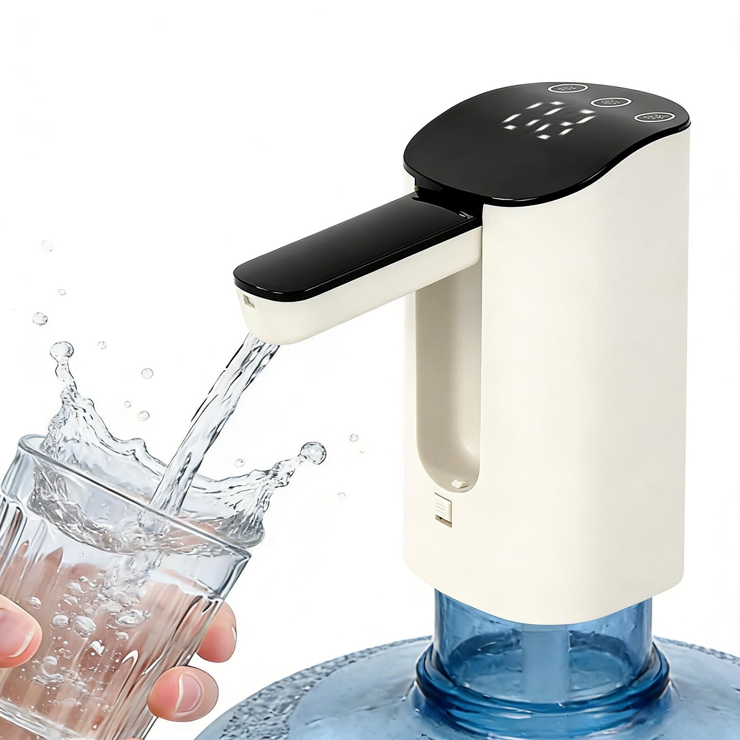 Water Dispenser for 5 Gallon Bottle with Digital Display,Portable USB Charging Electric Water Pump,3 Dispense Modes,Foldable Spout,with Two Water Pumps Dual Outlet,for Home, Kitchen, Camping, Office