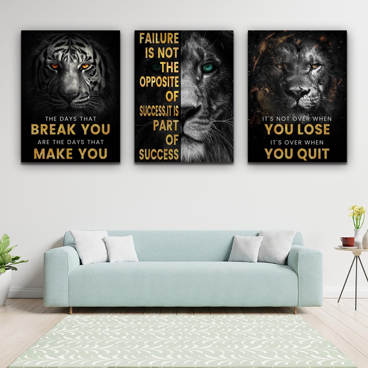 Inspirational Motivational Posters - Framed Canvas Art Set for Office, Living Room, Bedroom - (36''W x 16''H)