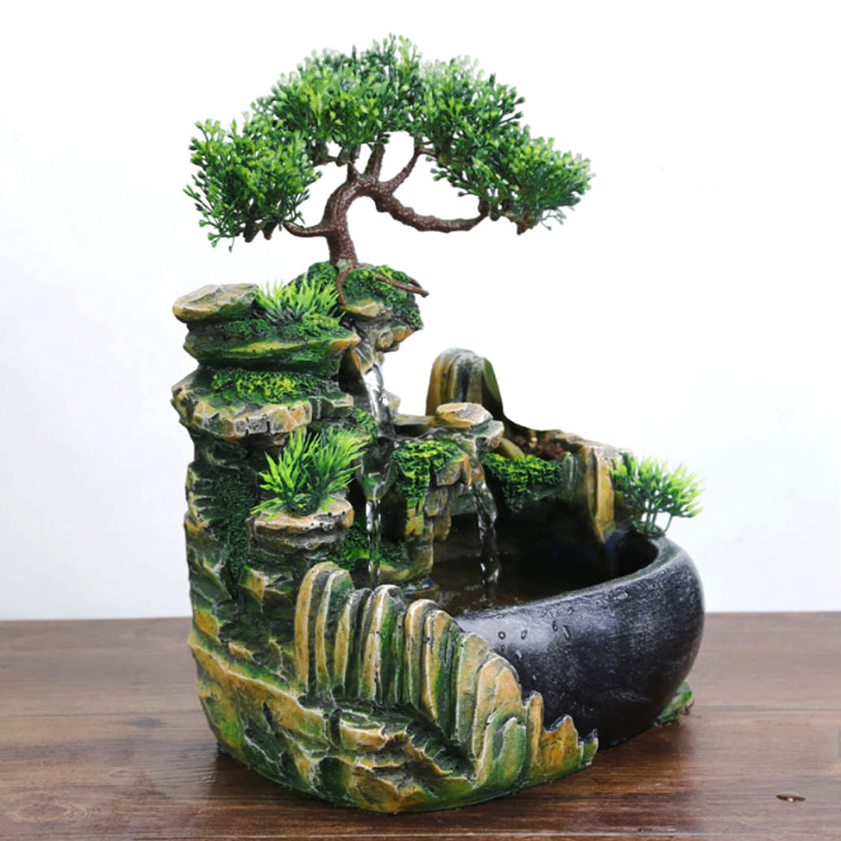 TOPINCN Rockery Stream Tabletop Fountain, Zen Meditation Indoor Waterfall Feature with Automatic Pump and Switch, Desktop Fountain for Home Office Bedroom Decoration