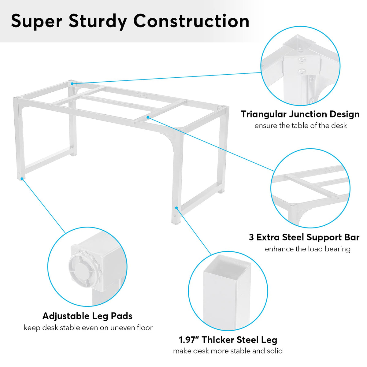 Tribesigns Modern Computer Desk, 63 x 31.5 inch Large Executive Office Desk Computer Table Study Writing Desk Workstation for Home Office, Spliced Desktop, White