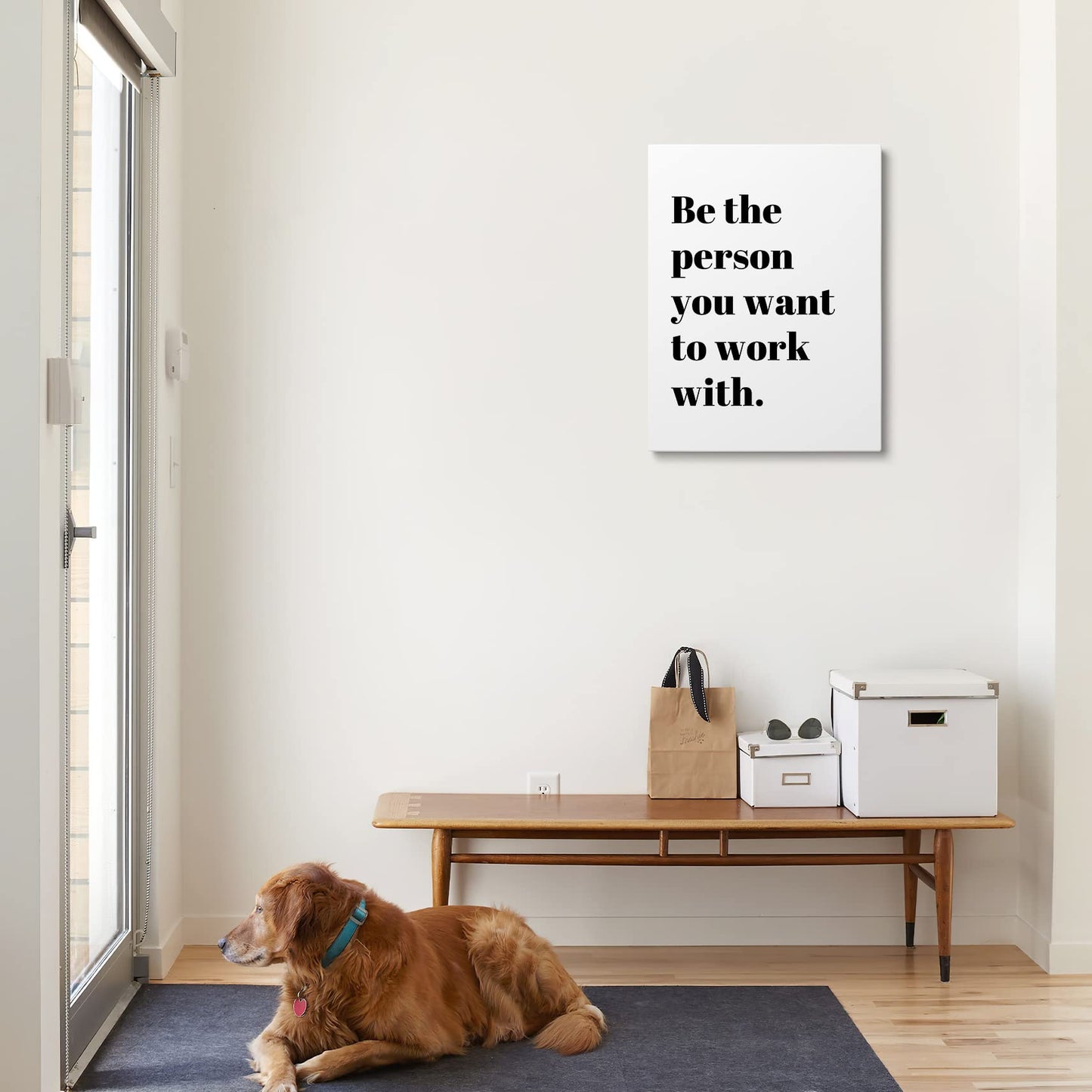 XWELLDAN Be The Person You Want to Work With Inspirational Quote Wall Art Canvas Prints,Team Work Motivational Quotes Wall Art Decor for Home Office Workplace, 11 x 14 Inch, Framed