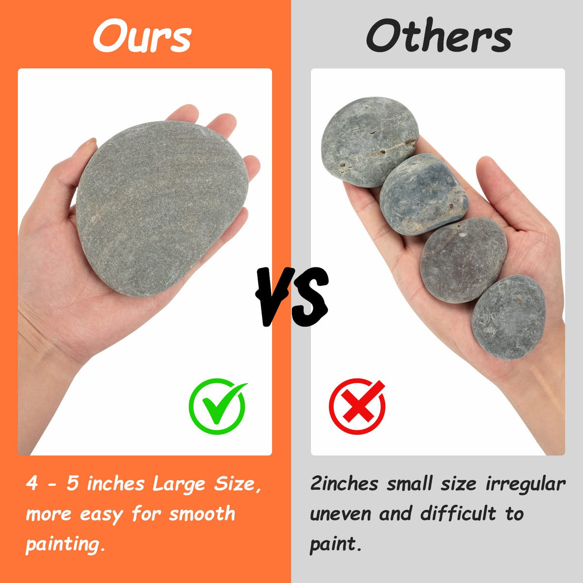 12PCS Large Rocks for Painting, River Rock Painting Stones Smooth Flat Rocks with 12PCS Paint Brushes for Paintings, Natural Rock to Paint for Arts DIY Crafts (3.5-4.8inch)