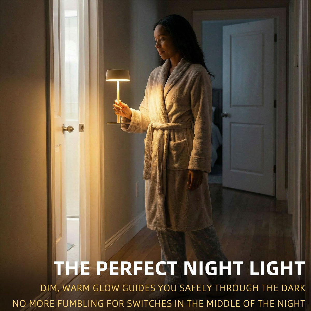 BHOTL Rechargeable Table Lamp, Cordless Touch Control Bedside Lamp – 2700K Warm LED, Stepless Dimmable, USB-C Charging, Small Modern Nightstand Desk Lamp with Non-Slip Base, Beige